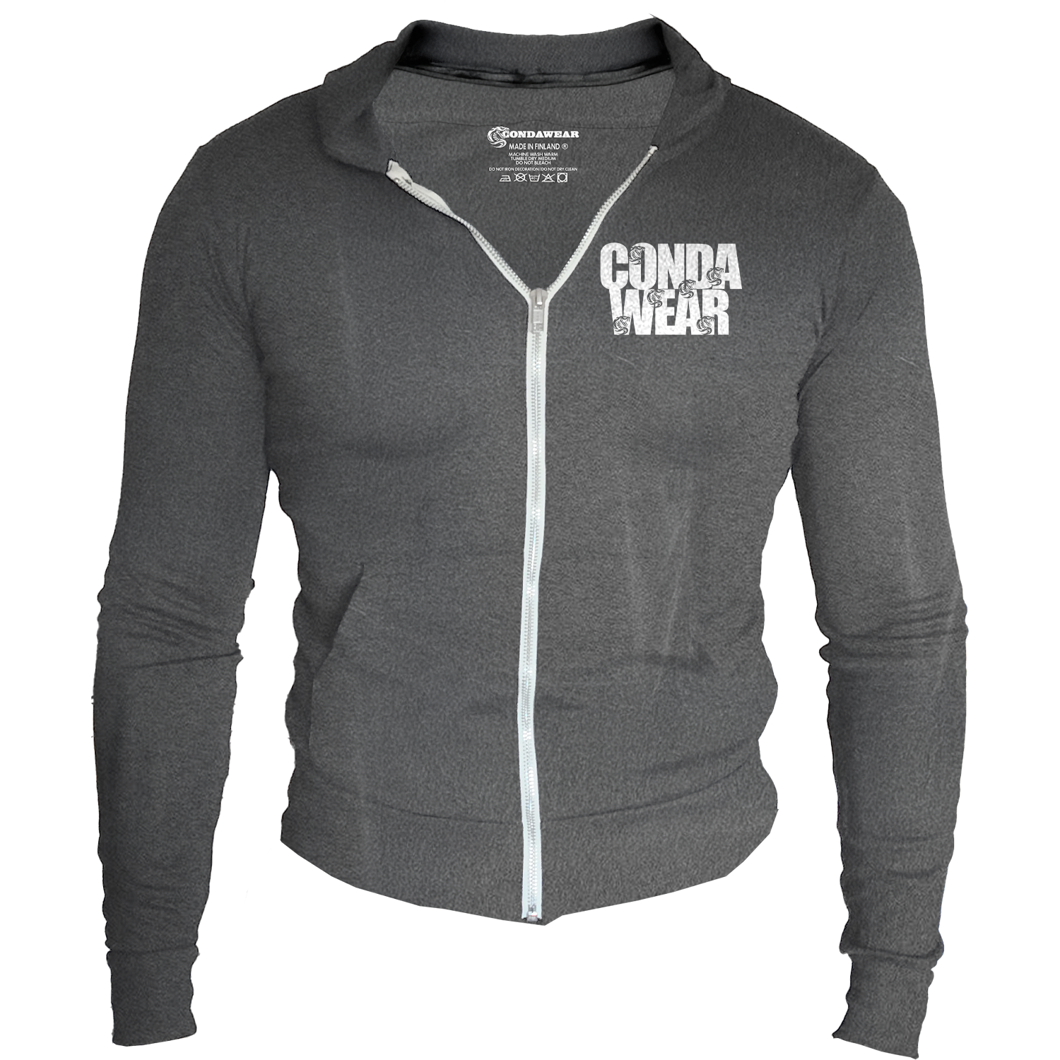 Grey Zipper Hoodie Front